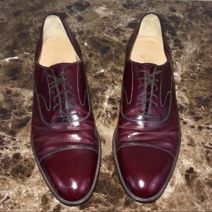 ✨Salvatore Ferragamo Men’s Burgundy Cap-Toe Shoes